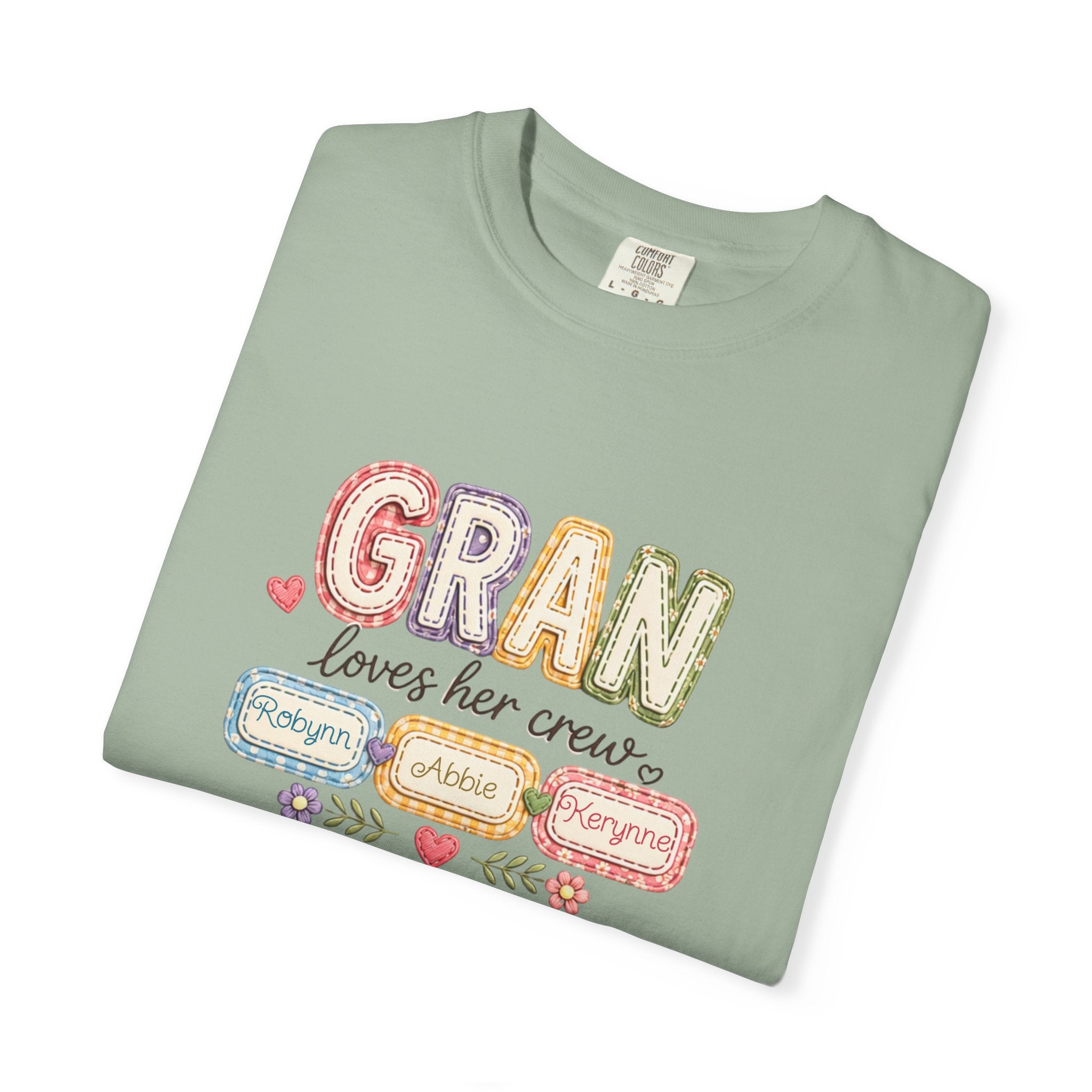 Gran Loves Her Crew T-Shirt — Personalized Grandma Family Names Tee