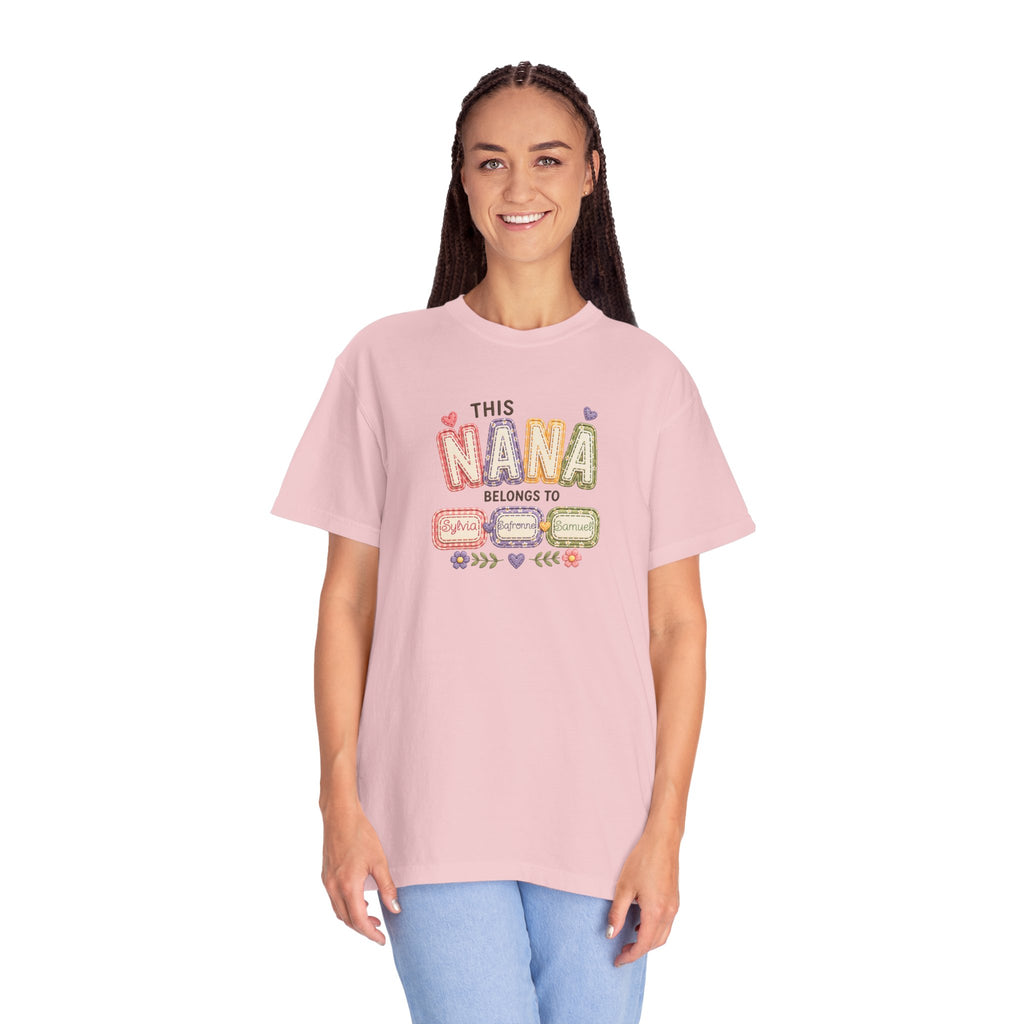 Nana Family Name T-Shirt — "This Nana Belongs To" Floral Grandma Gift