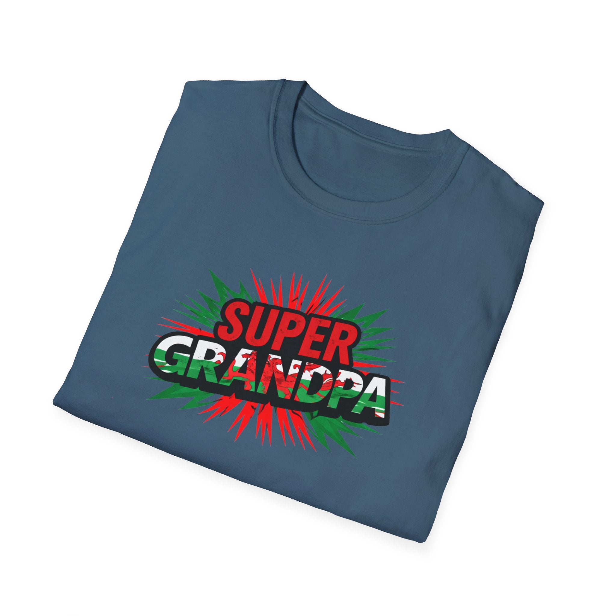 Super Grandpa Welsh Flag/ Wales themed T-Shirt – Retro Comic Gift Tee for Grandfather | Father’s Day & Birthday Present