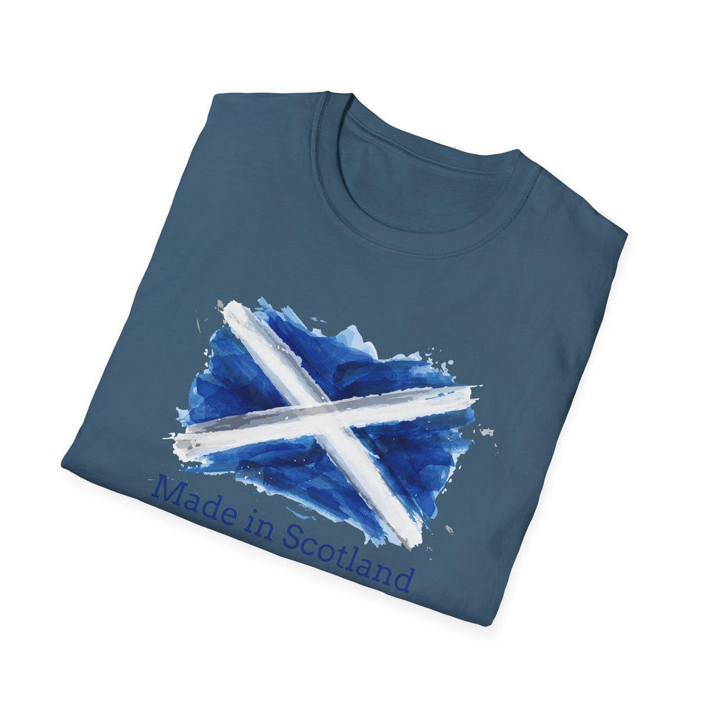 Made in Scotland T-Shirt — Watercolor Saltire Flag Tee