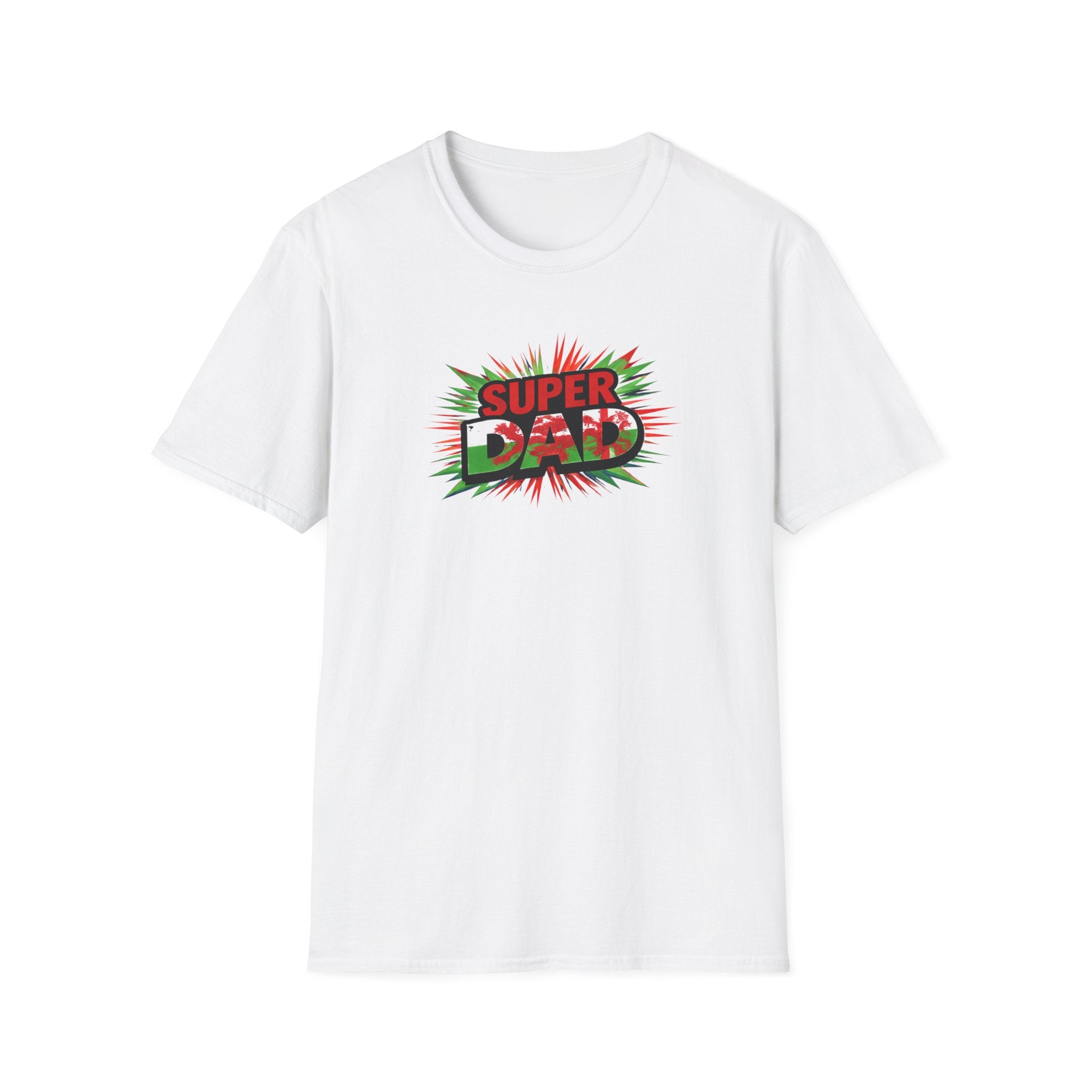 Super Dad Graphic T-Shirt — Wales Flag themed Retro Comic Father's Day Tee