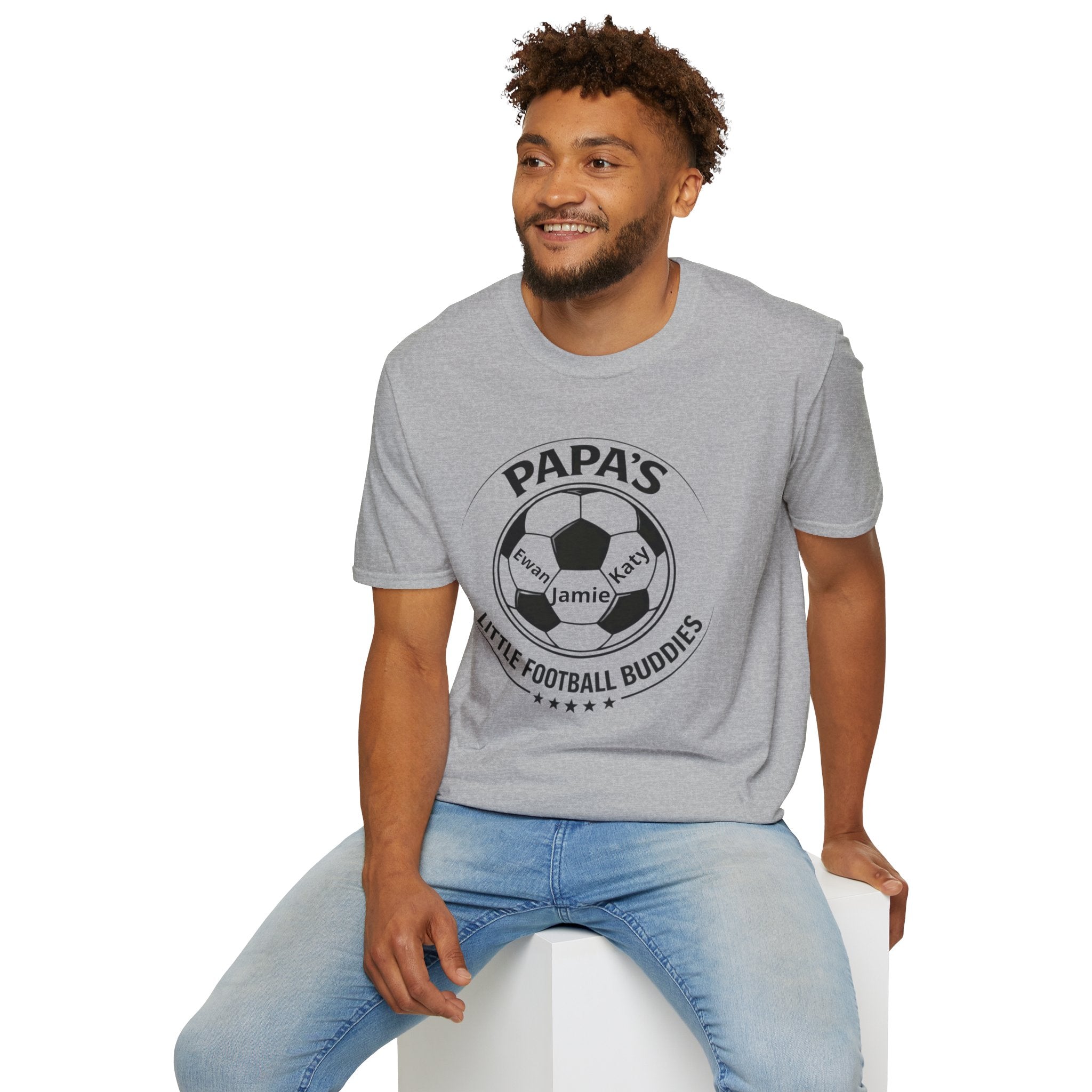 T-Shirt — "Papa's Little Football Buddies" Personalized Soccer Dad Tee