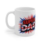Super Dad Ceramic Coffee Mug — Union Jack themed Patriotic Red & Blue 11oz/15oz Father’s Day Gift