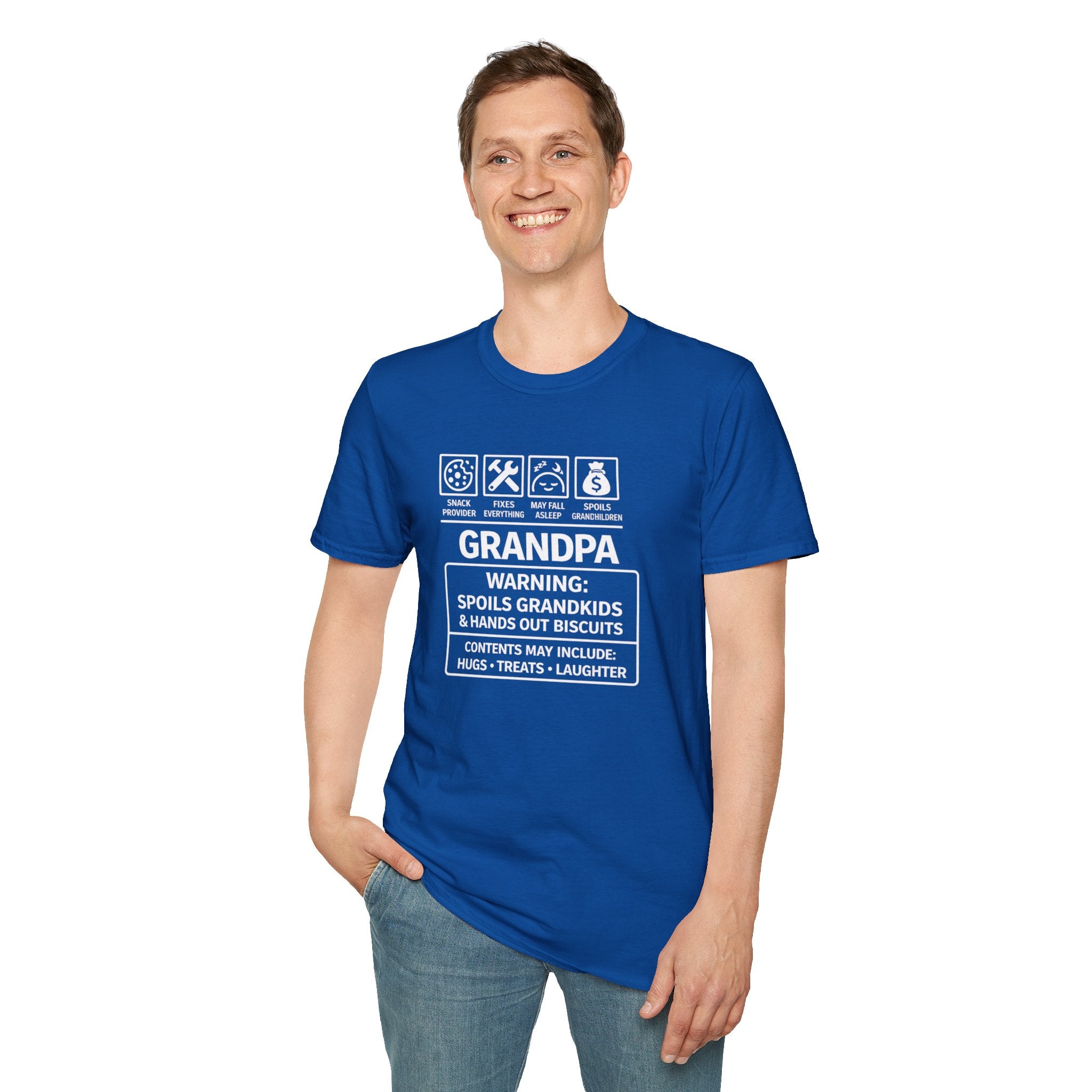 Grandpa Warning T-Shirt – ‘Spoils Grandkids & Hands Out Biscuits’ Funny Grandpa Tee