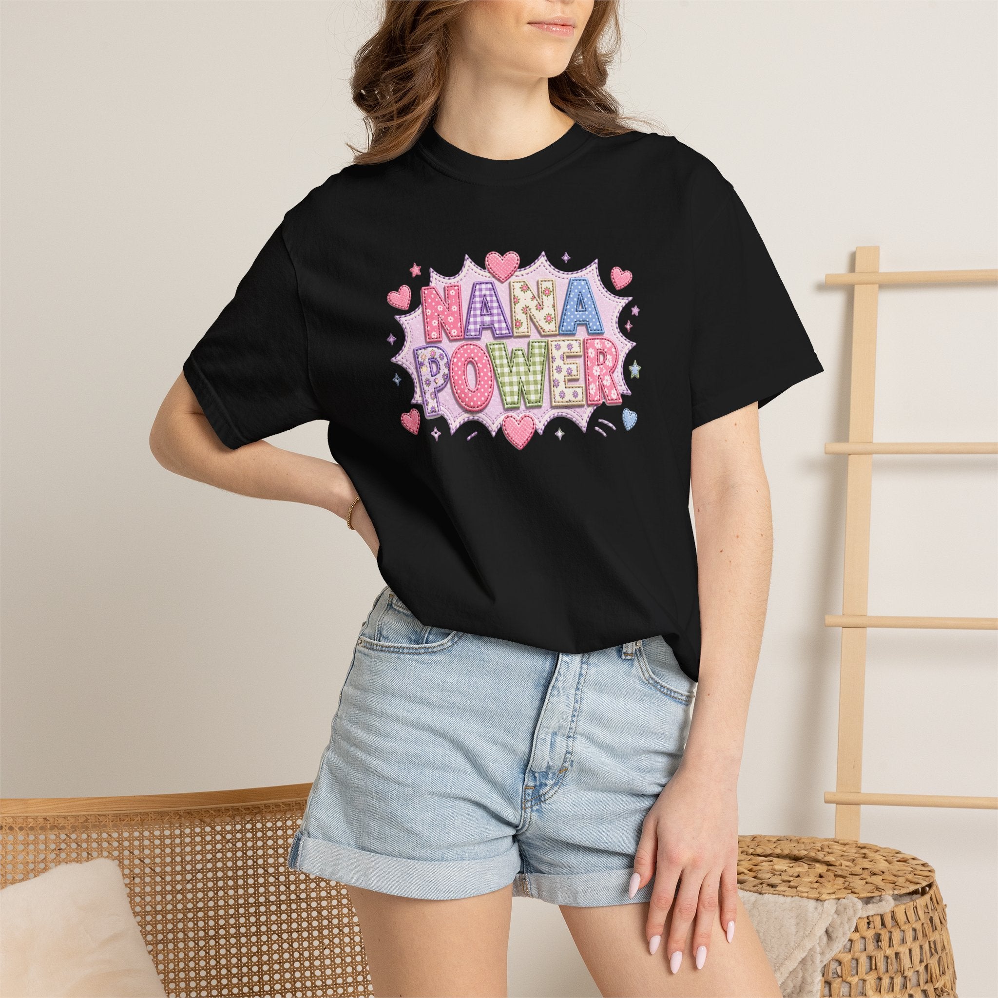 Nana Power T-Shirt — Playful Retro Heart Graphic for Grandmother Gifts