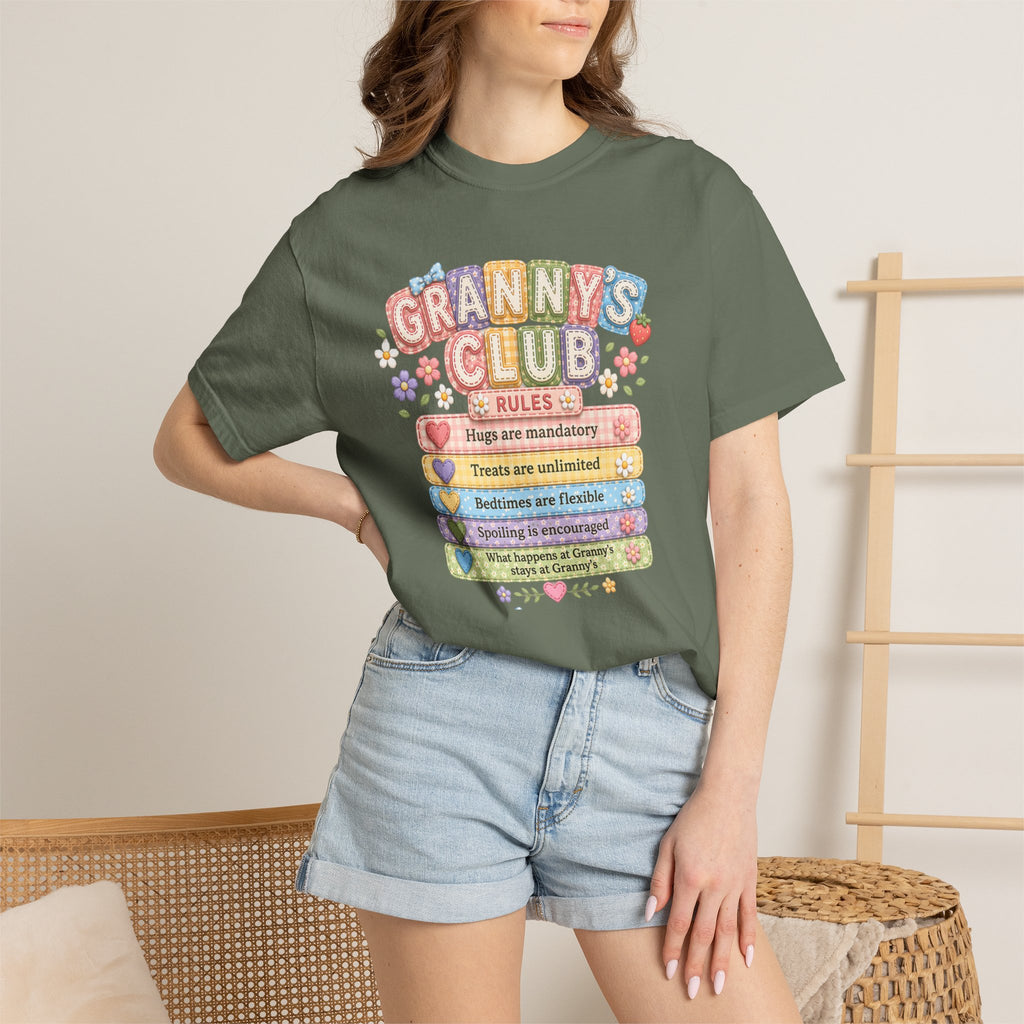 Granny's Club T‑Shirt – Cute Pastel 'Granny's Club' Rules Graphic Tee for Grandmothers