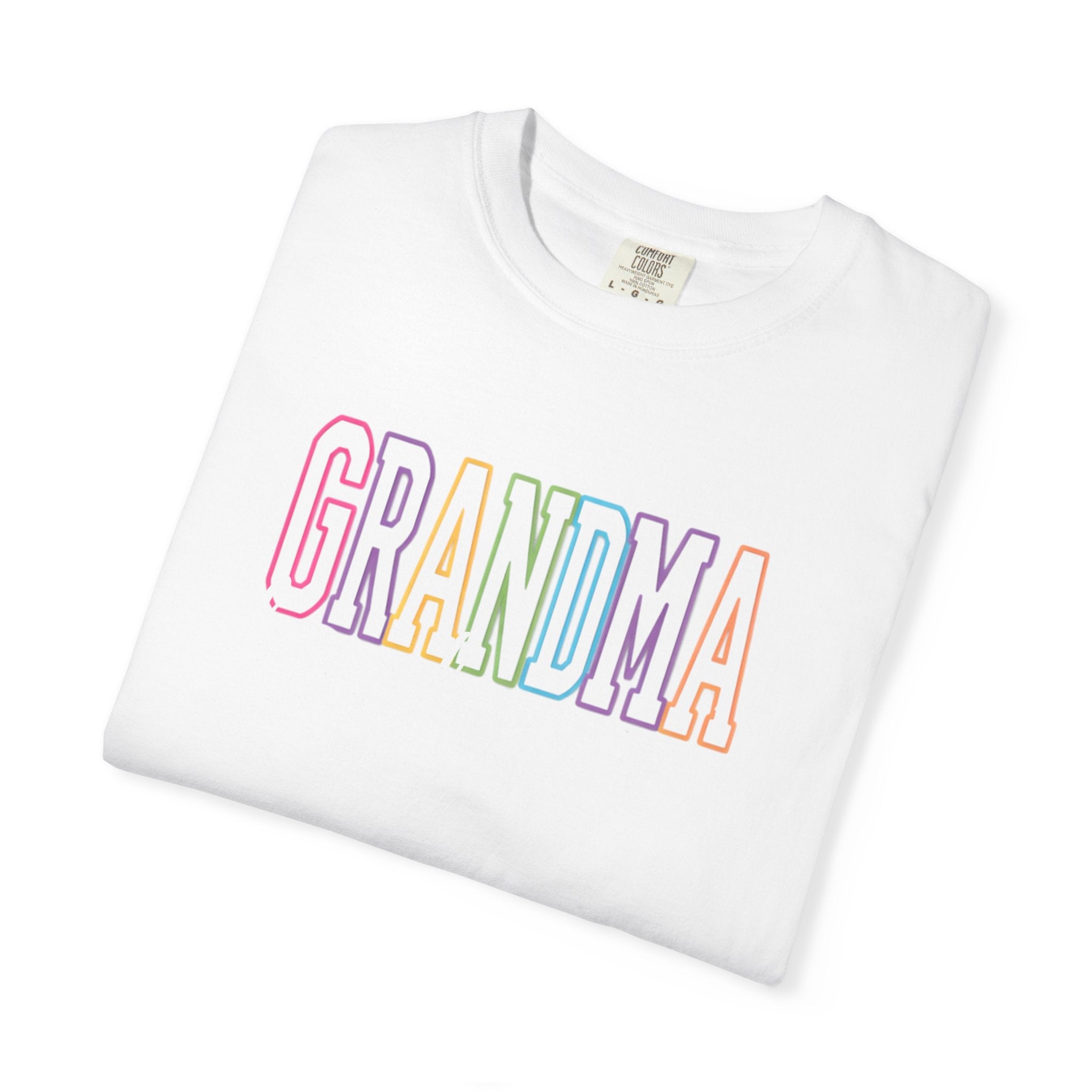 Grandma Pastel Rainbow T-Shirt — 'GRANDMA' Retro Lettering Tee