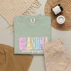 Grandma Floral Graphic T-Shirt — "Grandma, the heart of our family" Gift Tee