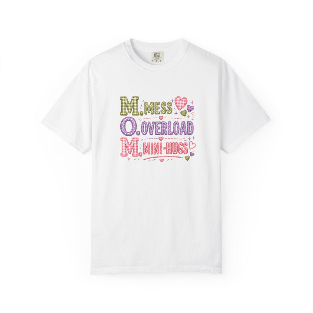Mom Acronym Graphic T-Shirt — “M.O.M. Mess Overload Mini-Hugs” Cute Pastel Mothers Day Tee