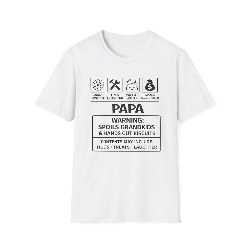 Papa Warning T-Shirt — Funny Grandpa Gift, 'Spoils Grandkids & Hands Out Biscuits' Tee