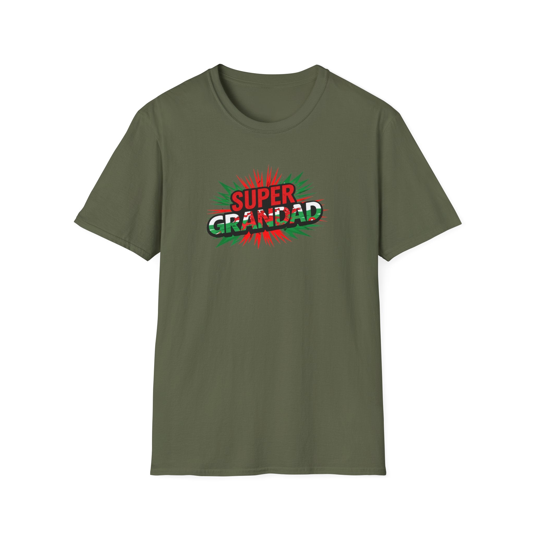 Super Grandad Welsh Flag/Wales themed T-Shirt — Retro Comic Style Father's Day Gift