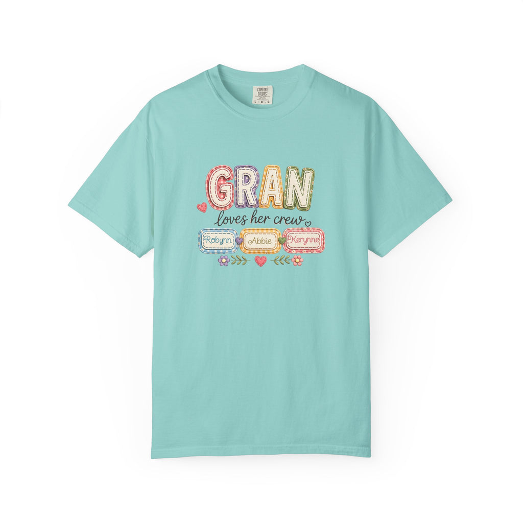 Gran Loves Her Crew T-Shirt — Personalized Grandma Family Names Tee