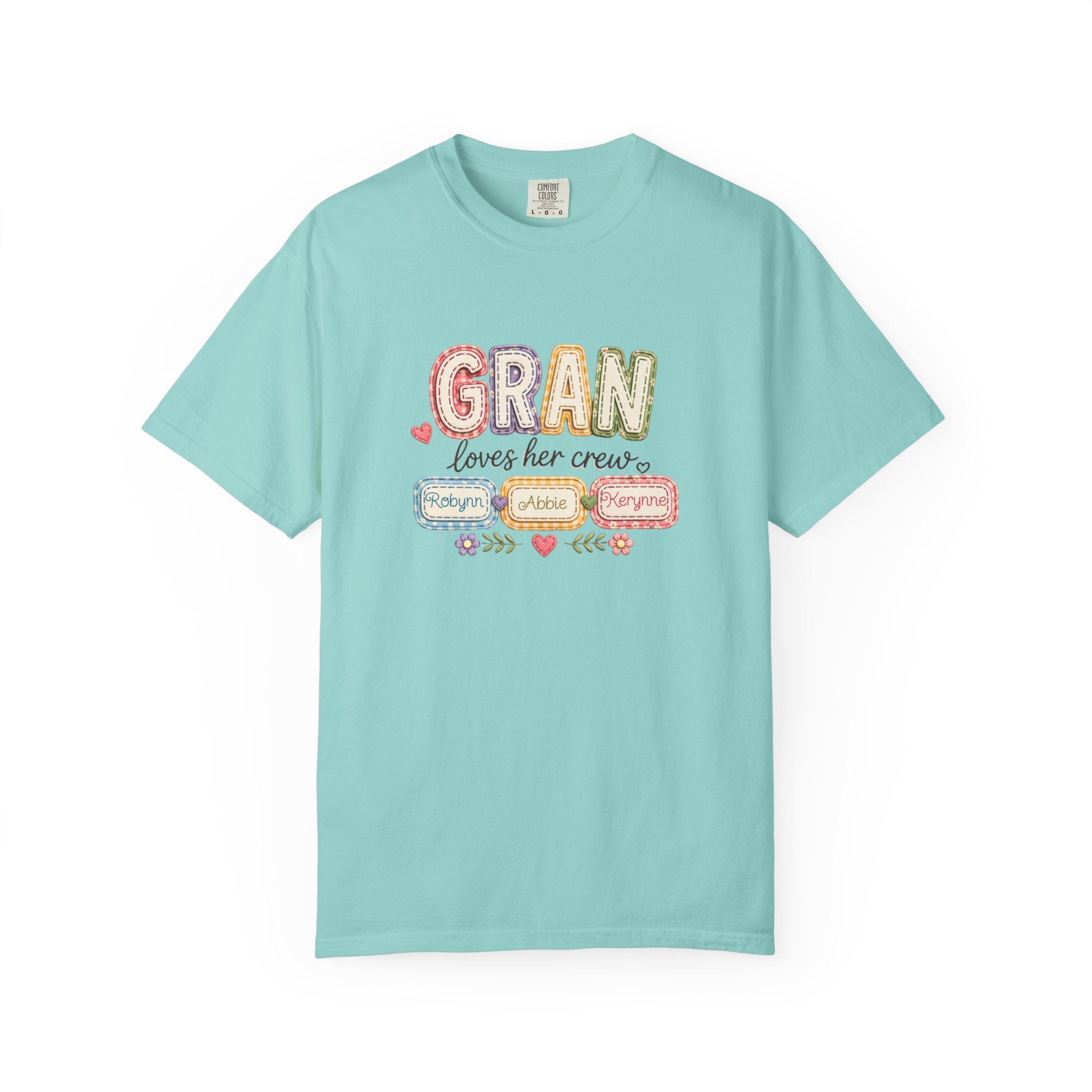Gran Loves Her Crew T-Shirt — Personalized Grandma Family Names Tee