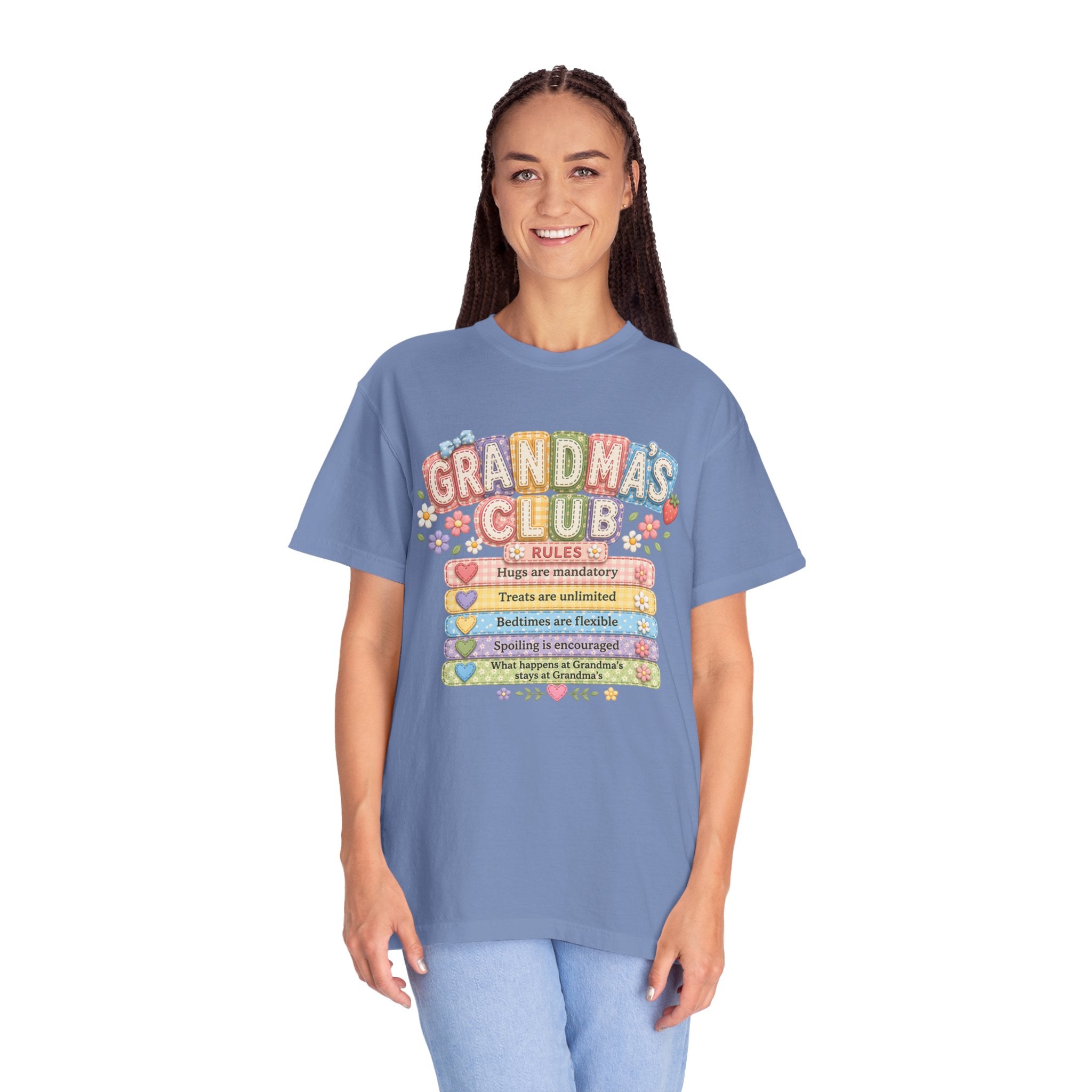 Grandma's Club T-Shirt — Cute Floral 'Grandma's Club' Rules Tee