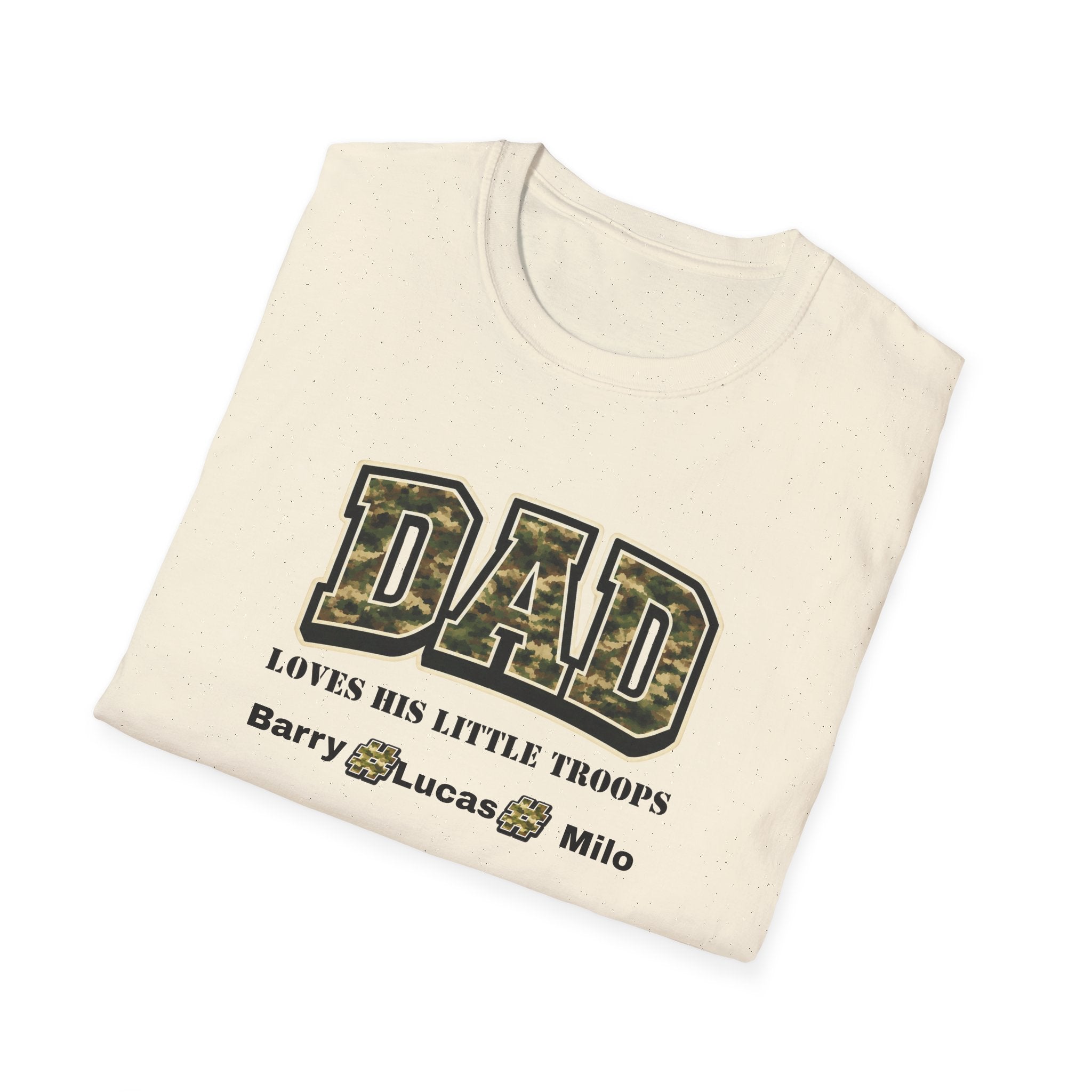 Dad Loves His Little Troops Camo T-Shirt — Personalized Kids' Names