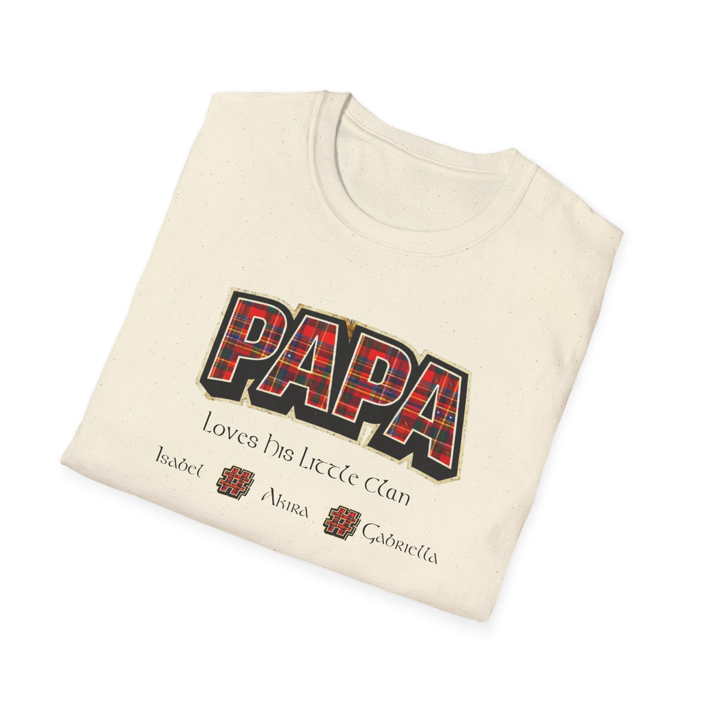 Papa Plaid T-Shirt – "Papa Loves his Little Clan" Grandfather Gift for Father's Day