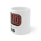 Dad Plaid Mug – 'DAD' with Red Tartan Pattern, Established 2026 Coffee Cup