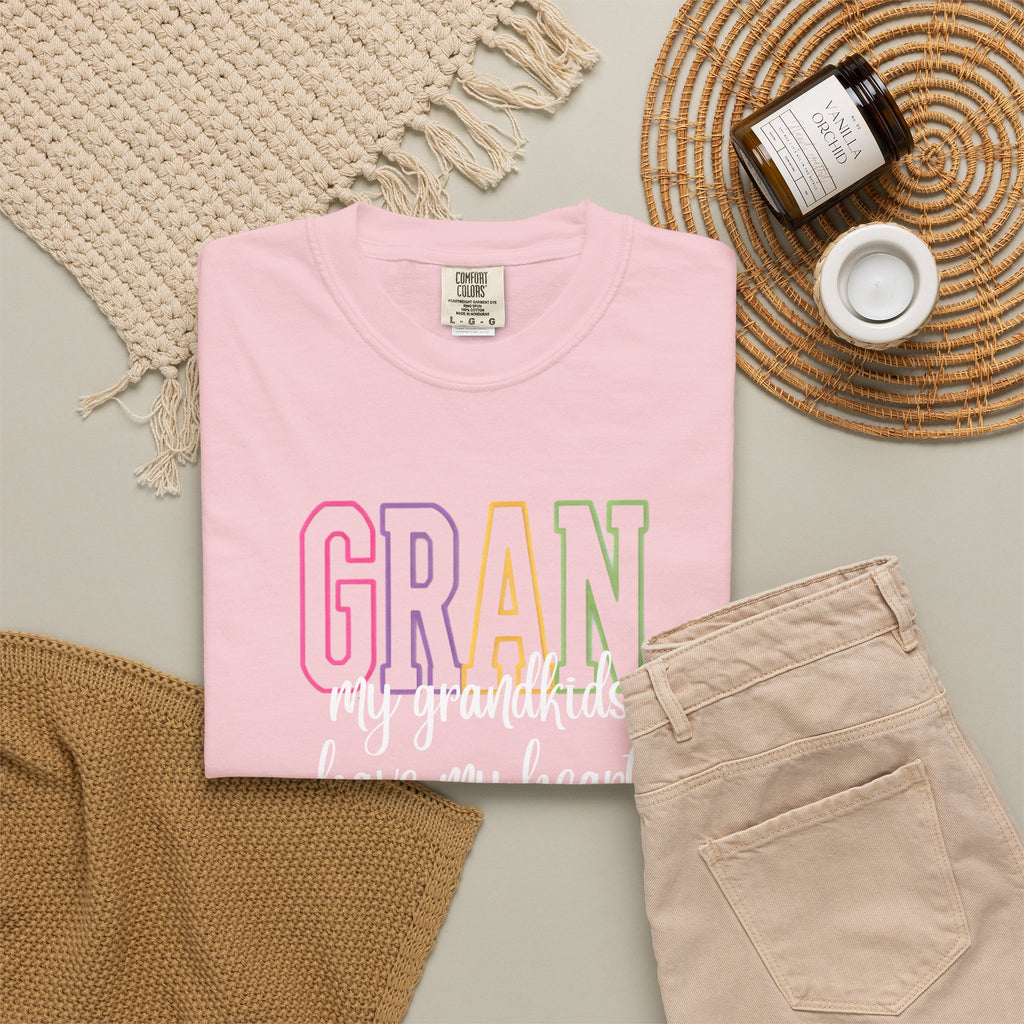 T-Shirt — "Gran my grandkids have my heart" Pastel Graphic Grandma Tee