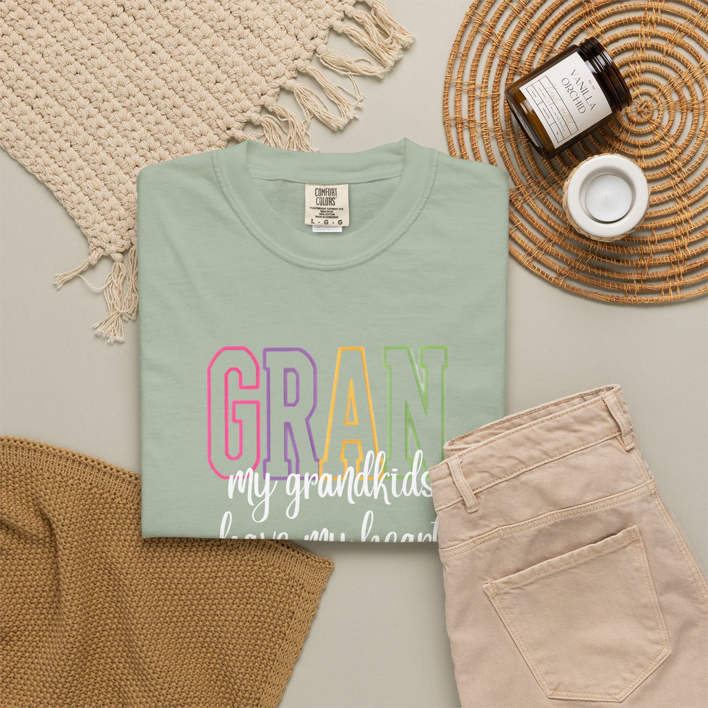 T-Shirt — "Gran my grandkids have my heart" Pastel Graphic Grandma Tee