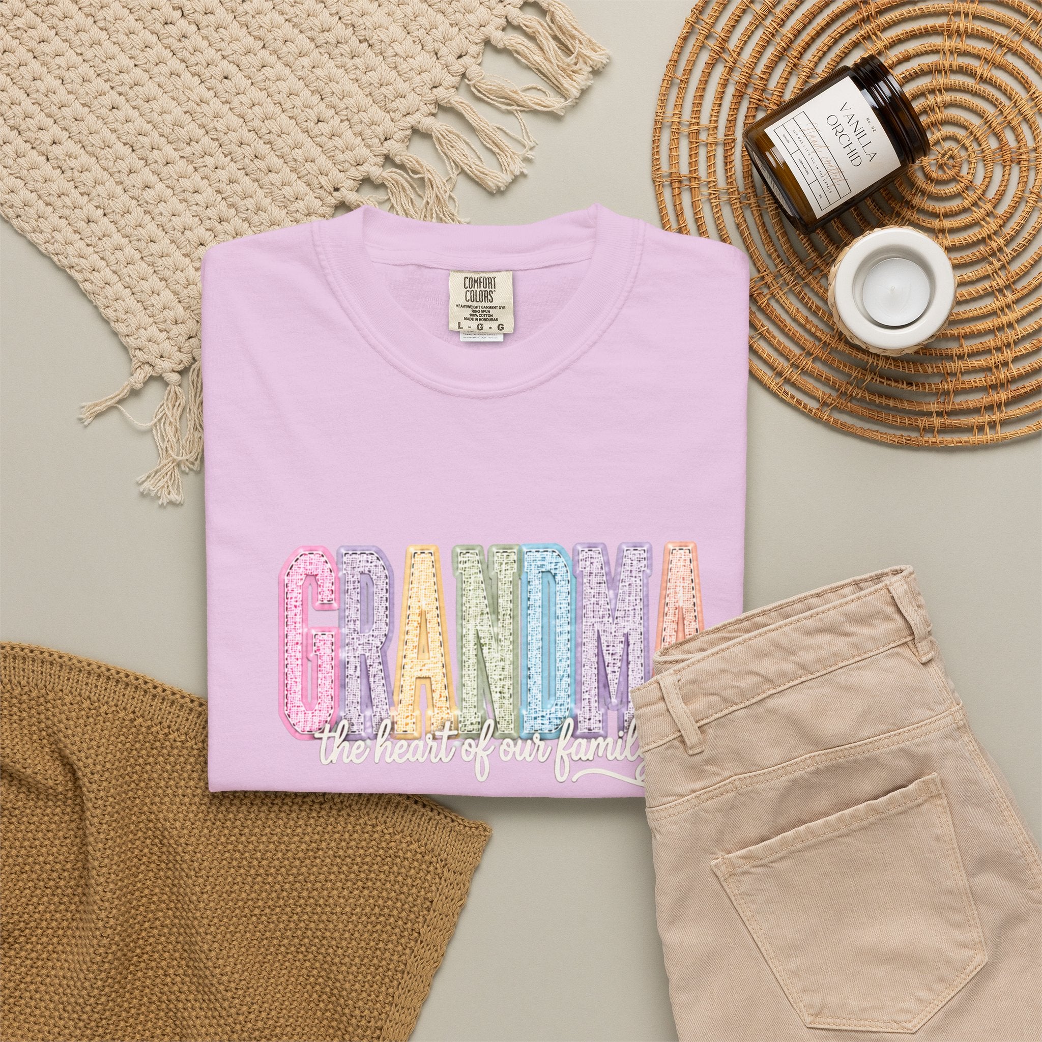 Grandma Floral Graphic T-Shirt — "Grandma, the heart of our family" Gift Tee