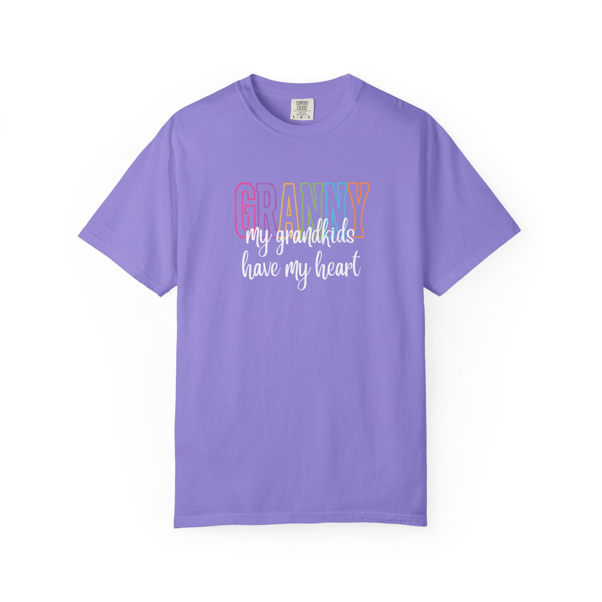 Grandma T-Shirt - "Grandma my grandkids have my heart" Soft Pastel Gift for Mothers & Grandparents