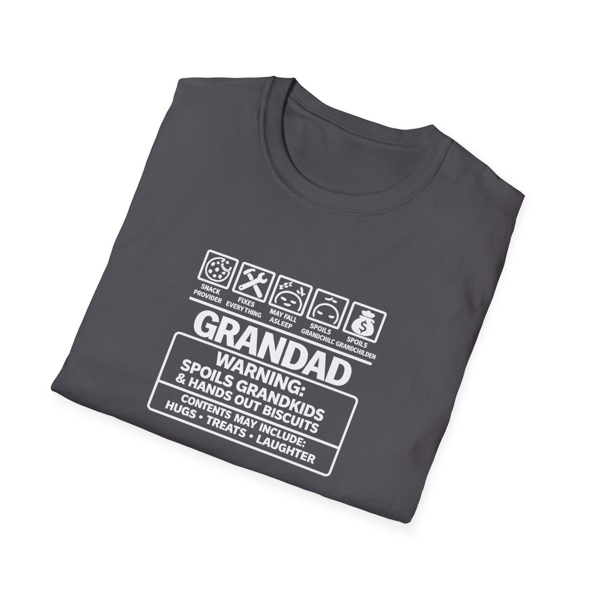 Funny Grandad T-Shirt — Spoils Grandchildren, Loves Biscuits & Hugs