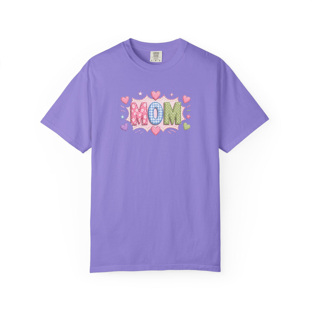 Mom Hearts T‑Shirt — Cute Pastel "MOM" Graphic Tee for Mother's Day & Everyday