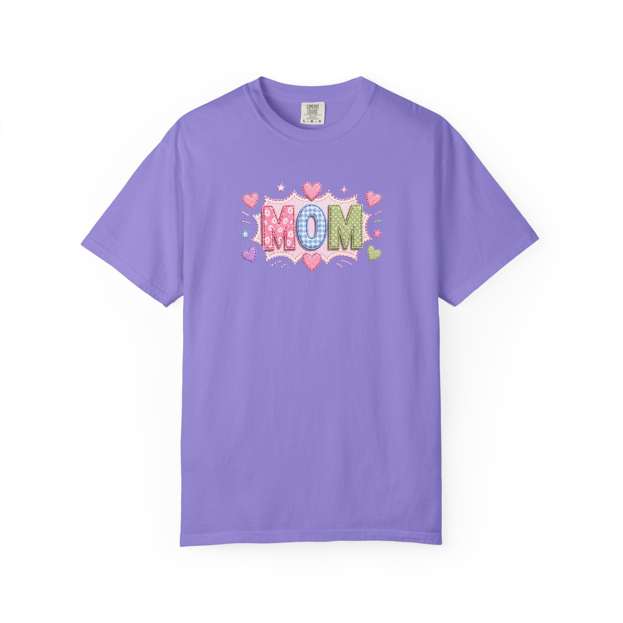 Mom Hearts T‑Shirt — Cute Pastel "MOM" Graphic Tee for Mother's Day & Everyday
