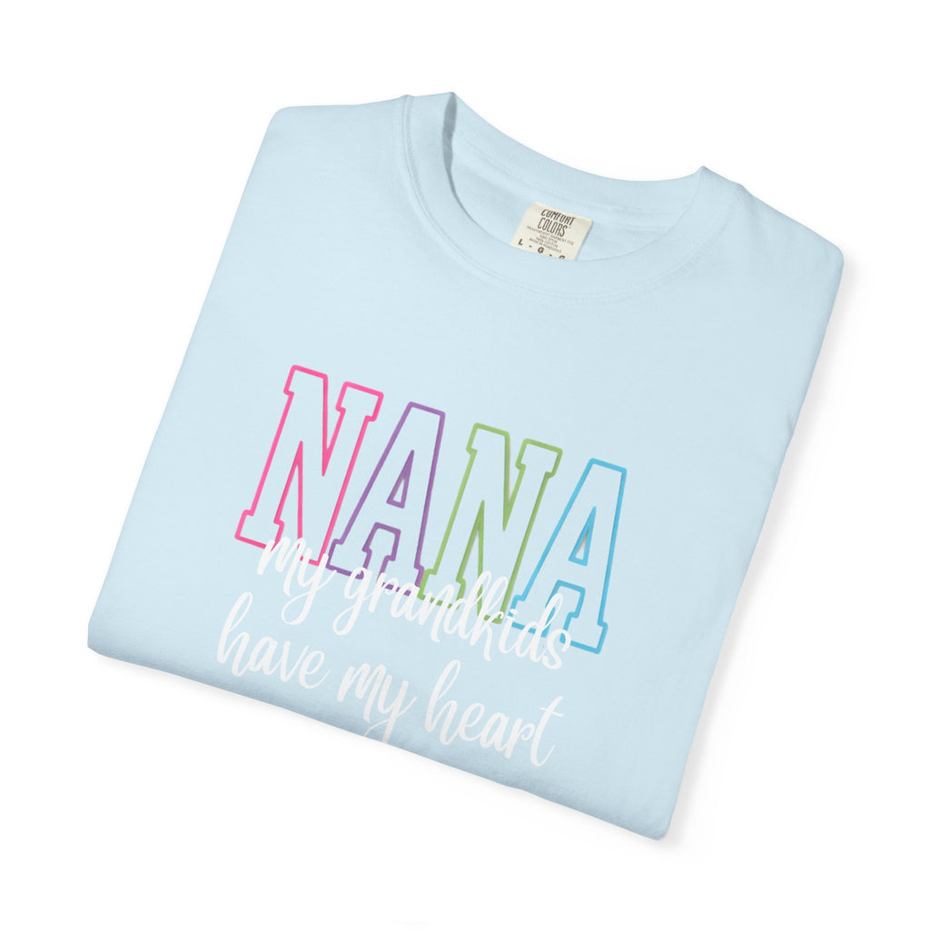 Nana Pastel Rainbow Tee — 'NANA' Floral Outline Grandma T-Shirt