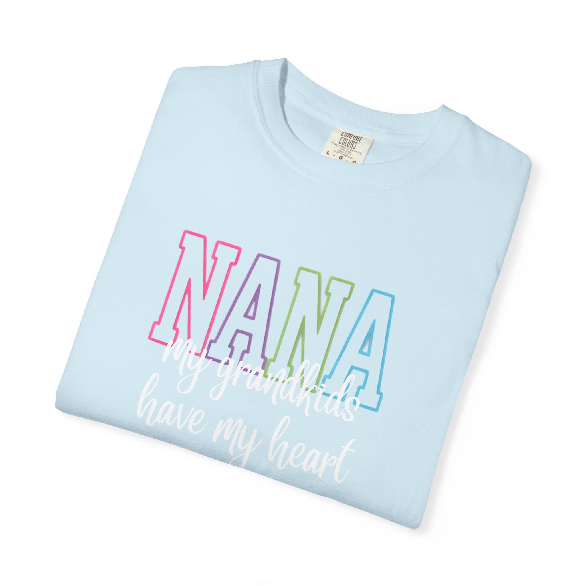 Nana Pastel Rainbow Tee — 'NANA' Floral Outline Grandma T-Shirt