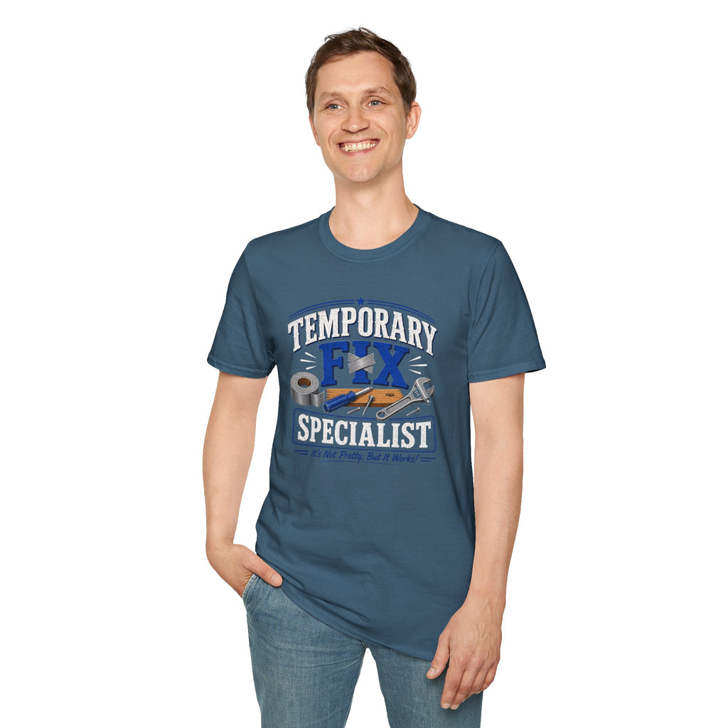 Temporary Fix Specialist T-Shirt – Funny Handyman Repair Tee