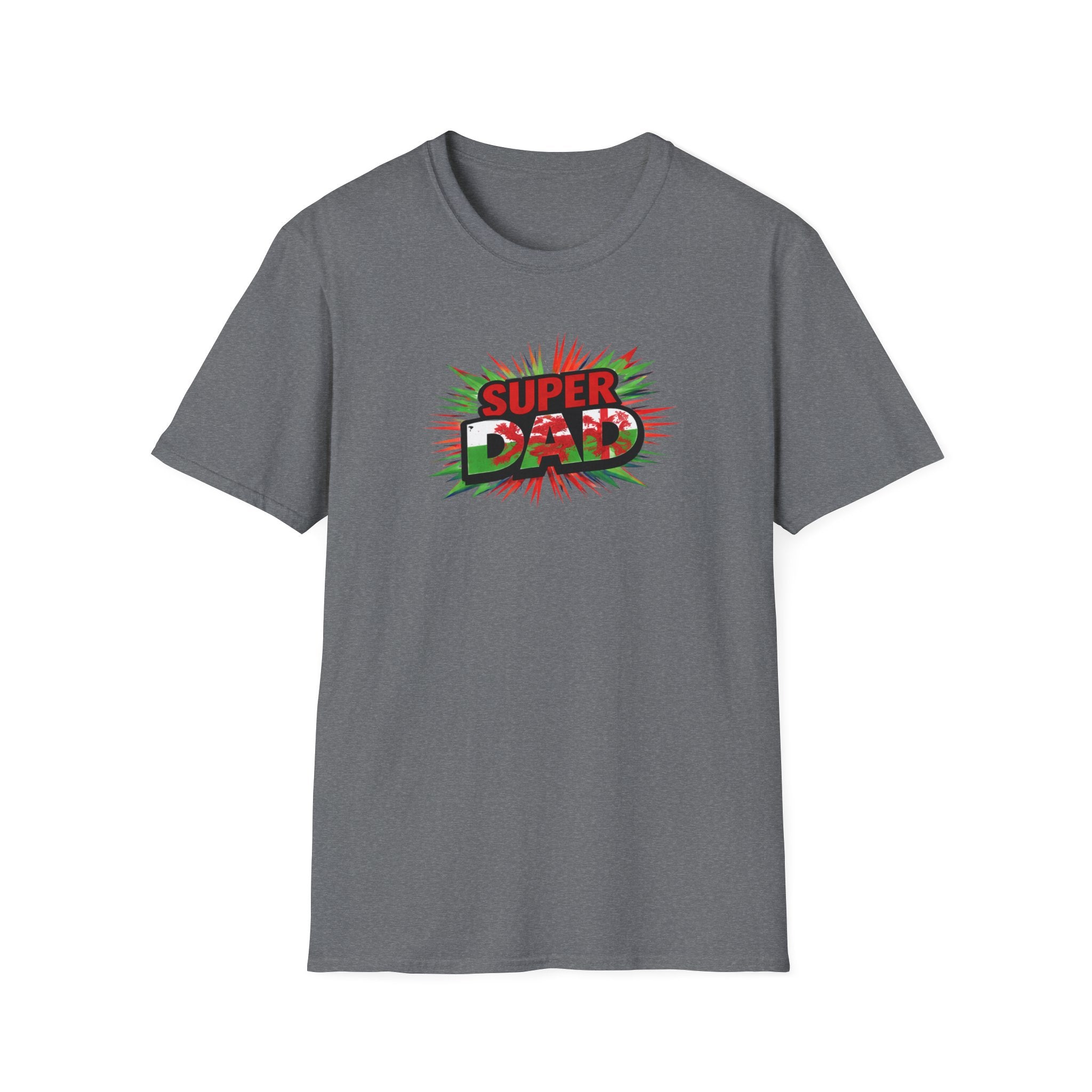 Super Dad Graphic T-Shirt — Wales Flag themed Retro Comic Father's Day Tee