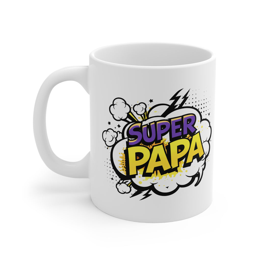 Super Papa Coffee Mug — Comic Pop Art Father’s Day Gift