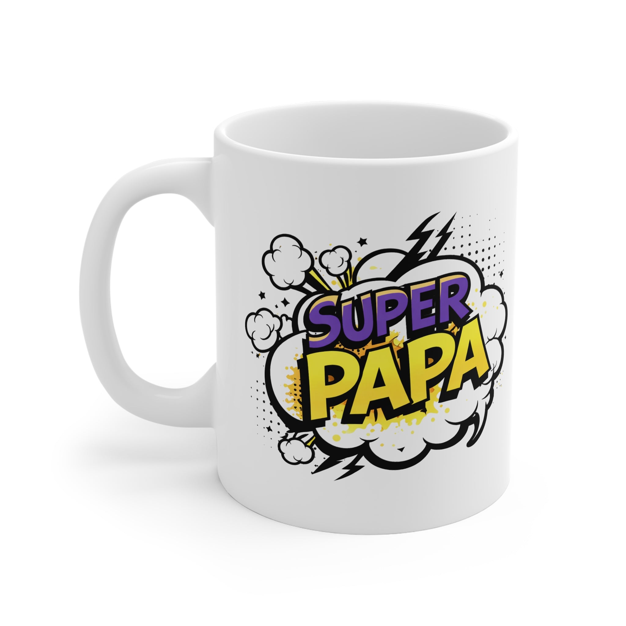 Super Papa Coffee Mug — Comic Pop Art Father’s Day Gift