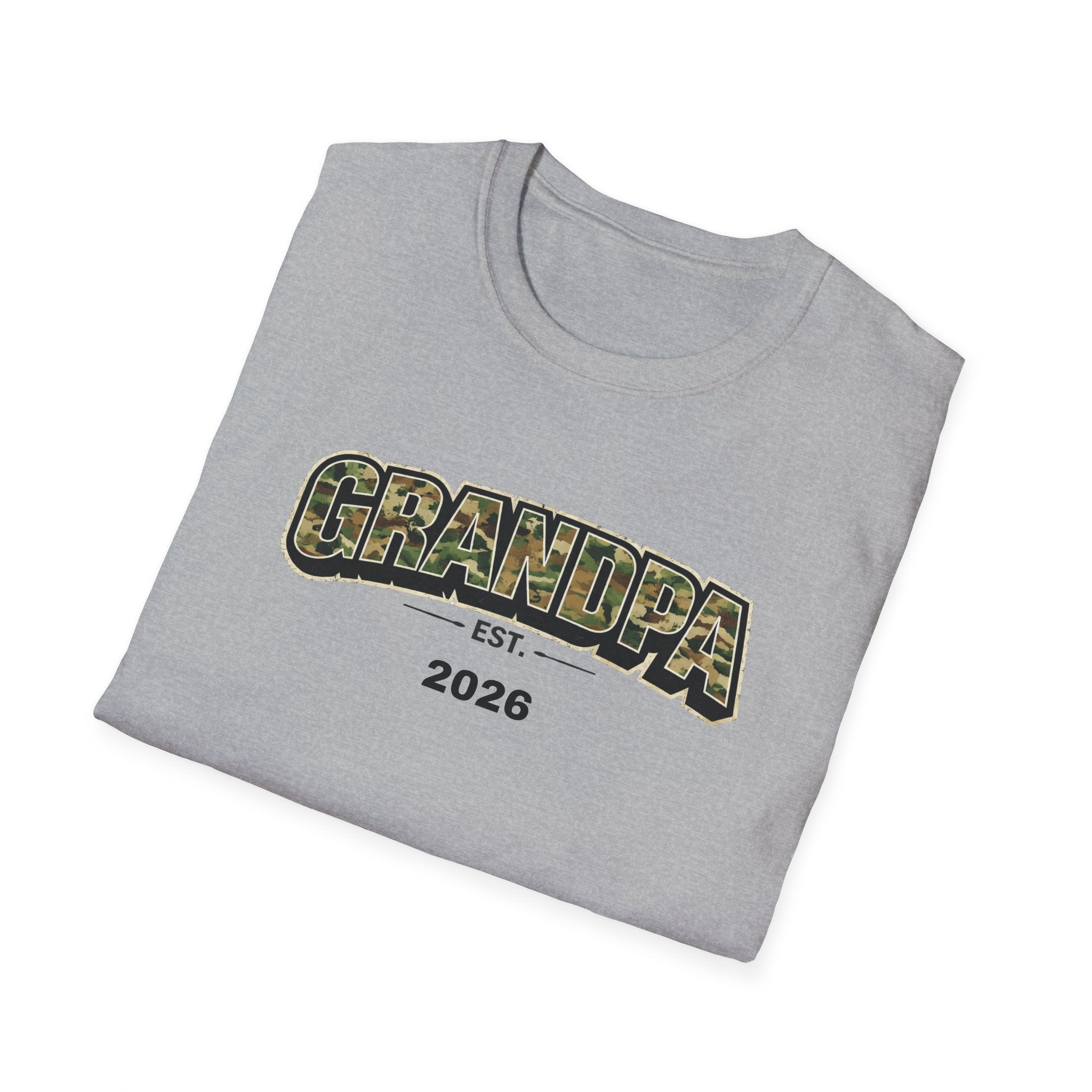 Grandpa T-Shirt – Camo 'Grandpa' Design with EST. 2026 – New Grandpa Gift