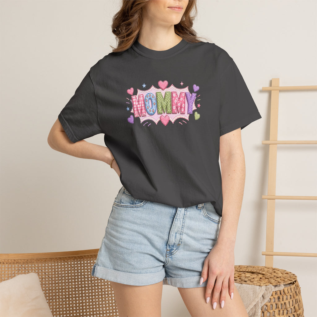 Mommy Hearts T‑Shirt — Cute Pastel 'MOMMY' Graphic Tee for Mother's Day & New Moms
