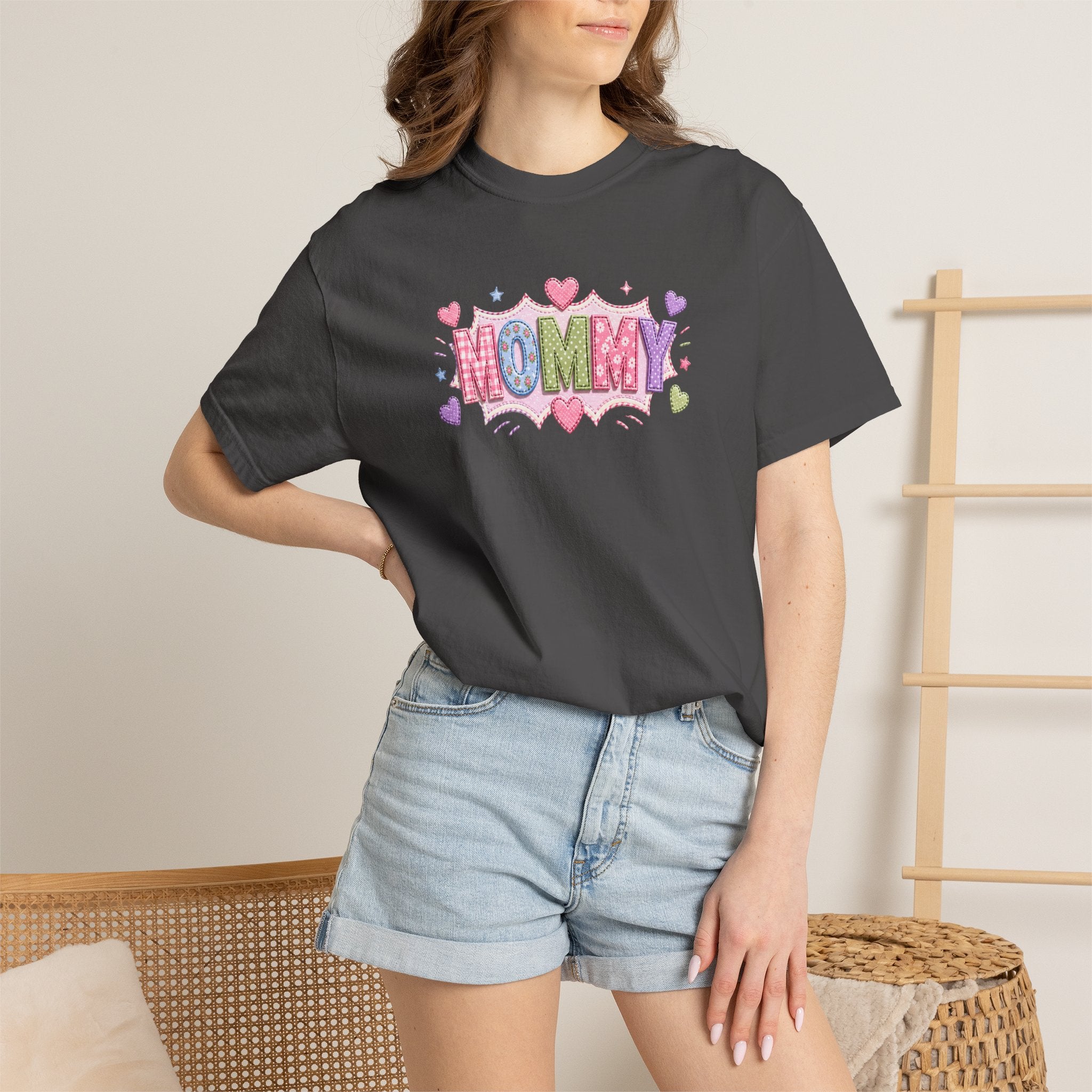 Mommy Hearts T‑Shirt — Cute Pastel 'MOMMY' Graphic Tee for Mother's Day & New Moms