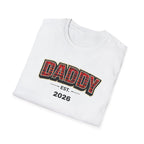 Daddy Est. 2026 T-Shirt — Plaid Dad Announcement Tee