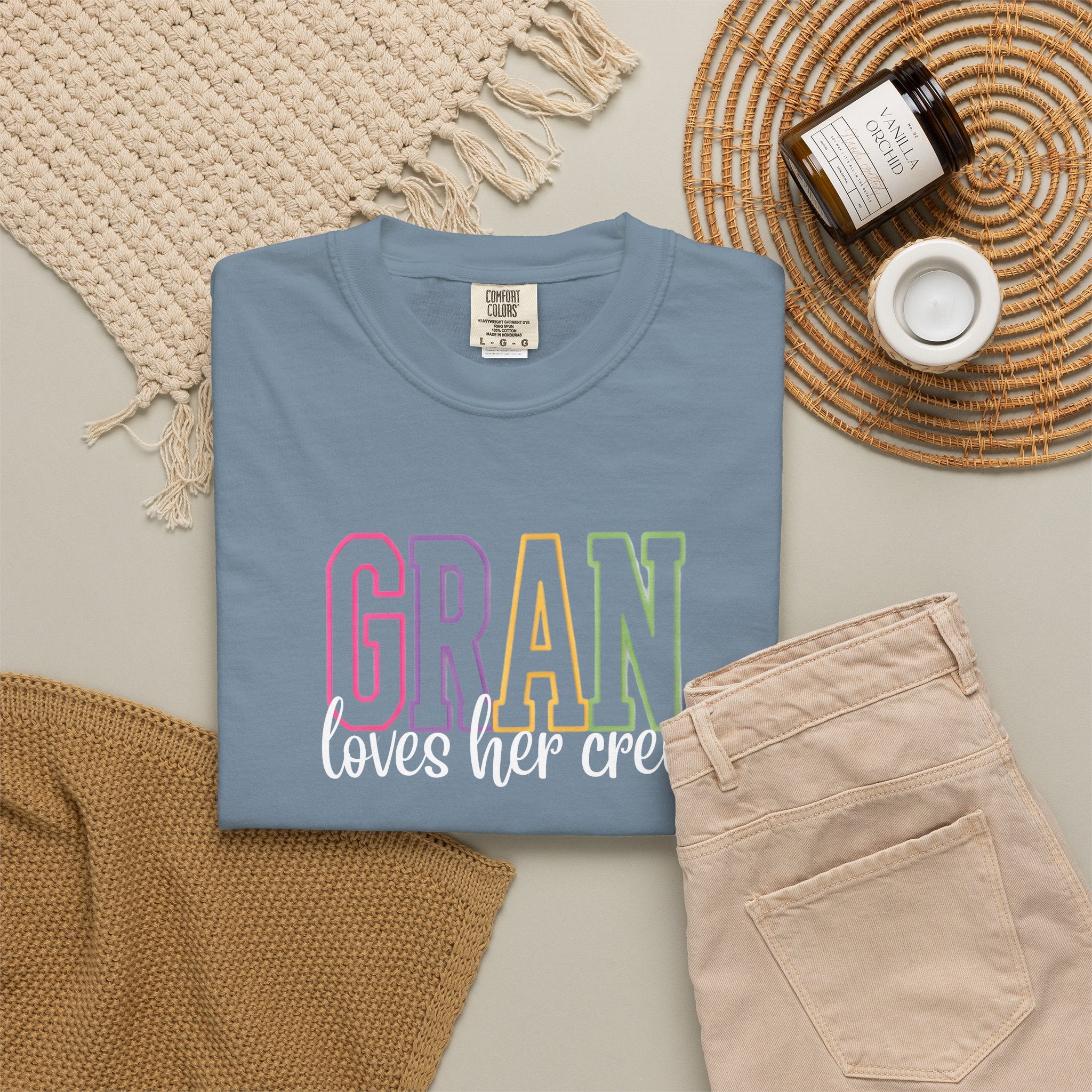 T-Shirt — "Gran Loves Her Crew" Pastel Grandma Tee
