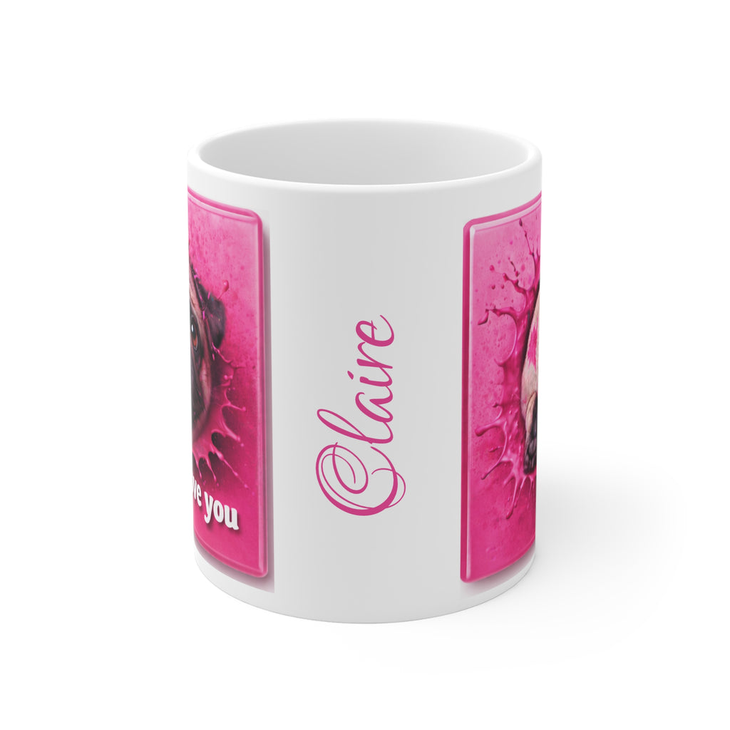 Pug 'I Puggin' Love You' Coffee Mug — Personalized Name Option