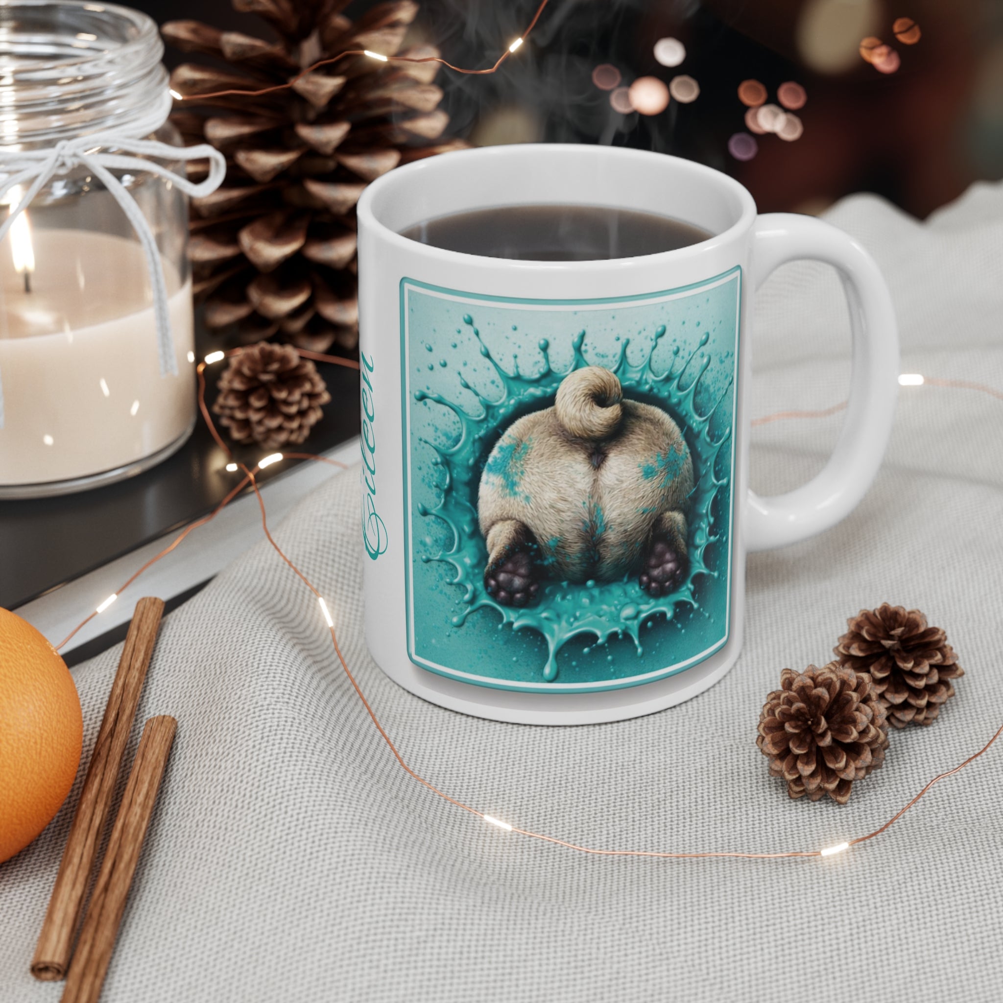 Copy of Pug Mug — "I Puggin' Like You!" in Teal Cute Dog Lover Coffee Mug