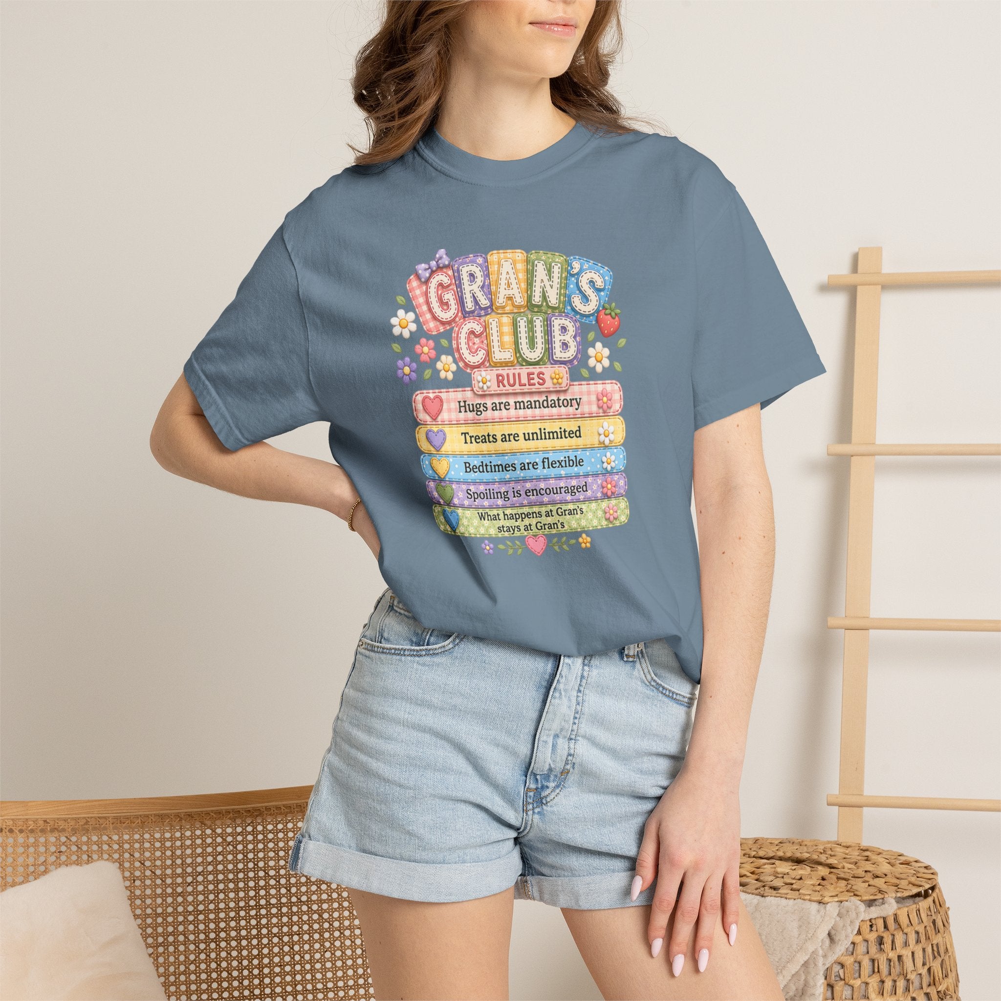 Grans Club Rules T-Shirt — Cute Floral Grandma Shirt, Funny Grandmother Gift for Mother's Day