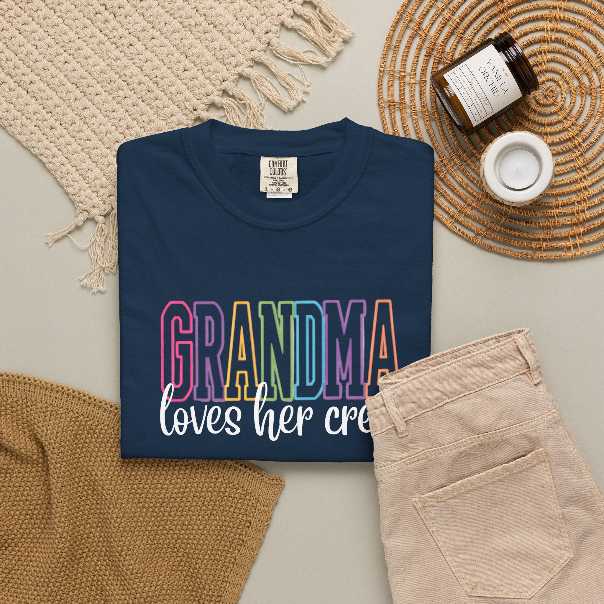 Grandma Pastel Rainbow T-Shirt — 'GRANDMA' Retro Lettering Tee