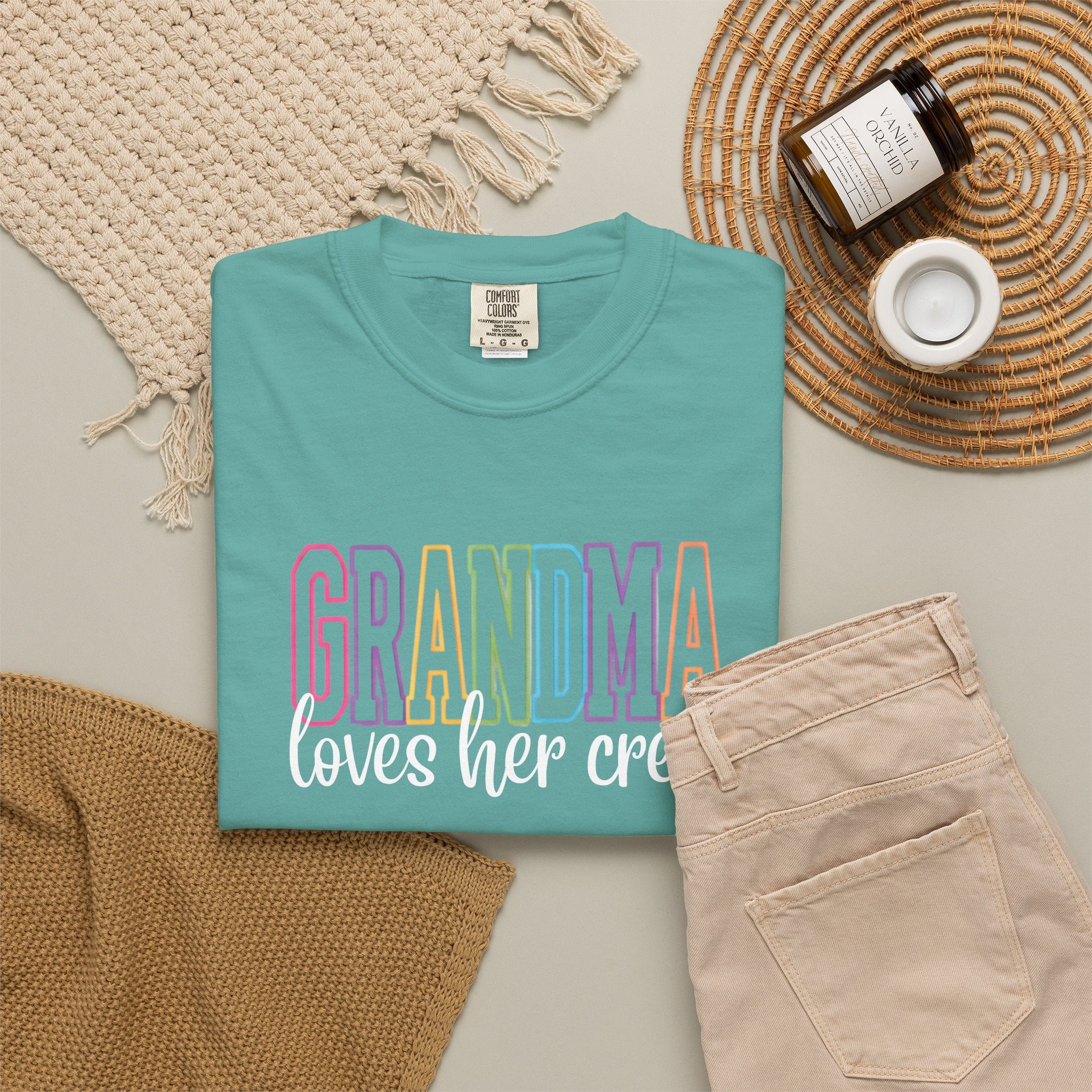 Grandma Pastel Rainbow T-Shirt — 'GRANDMA' Retro Lettering Tee