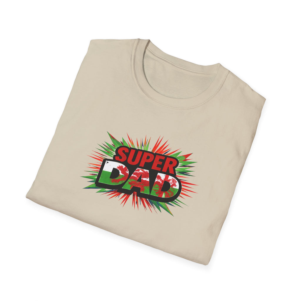 Super Dad Graphic T-Shirt — Wales Flag themed Retro Comic Father's Day Tee