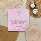 Becoming a Granny T-Shirt – Cute Grandma Shirt with "Becoming a Granny means my heart grows bigger with every little giggle" Design