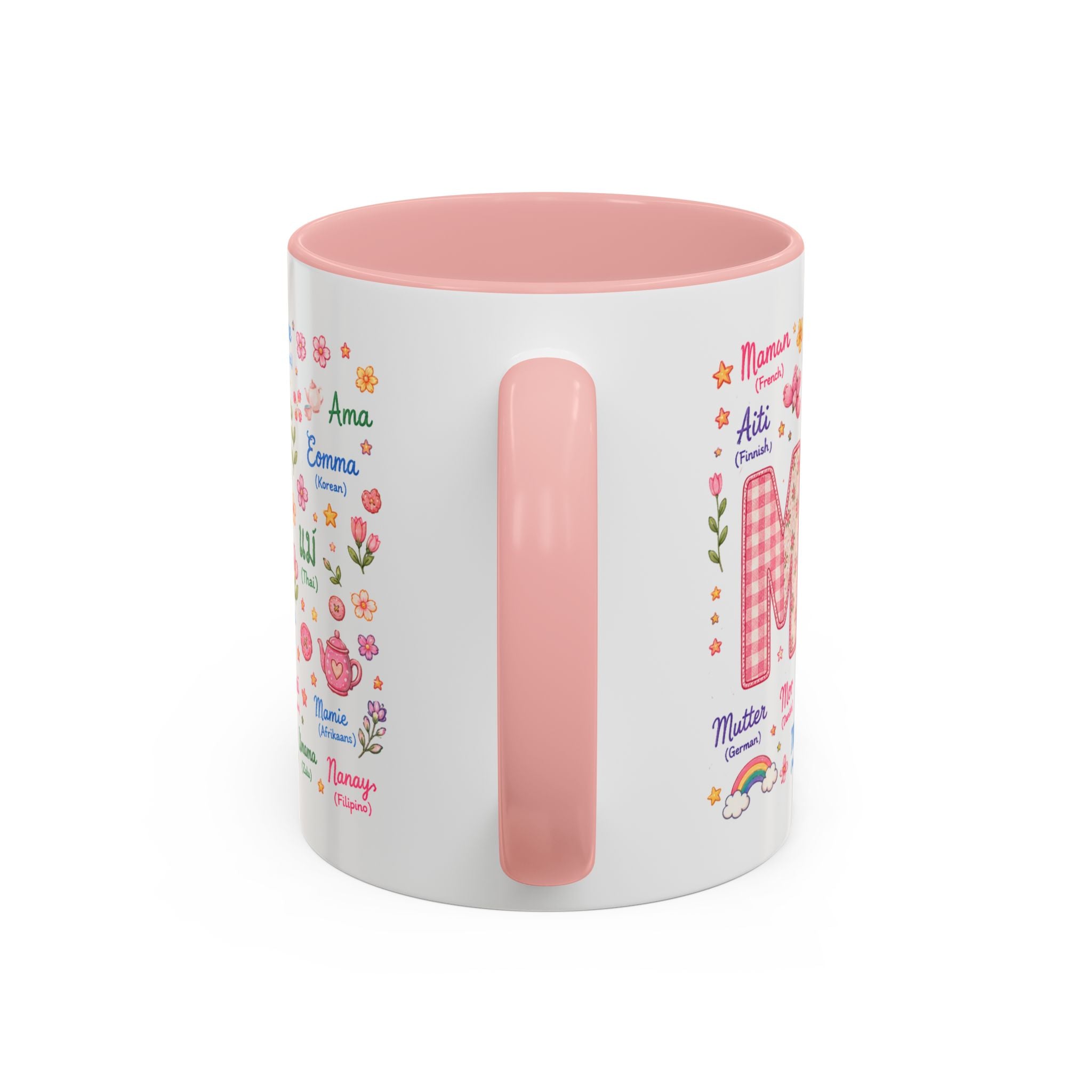 "MAMA" Multilingual Accent Coffee Mug — Pink Inside (11/15oz)