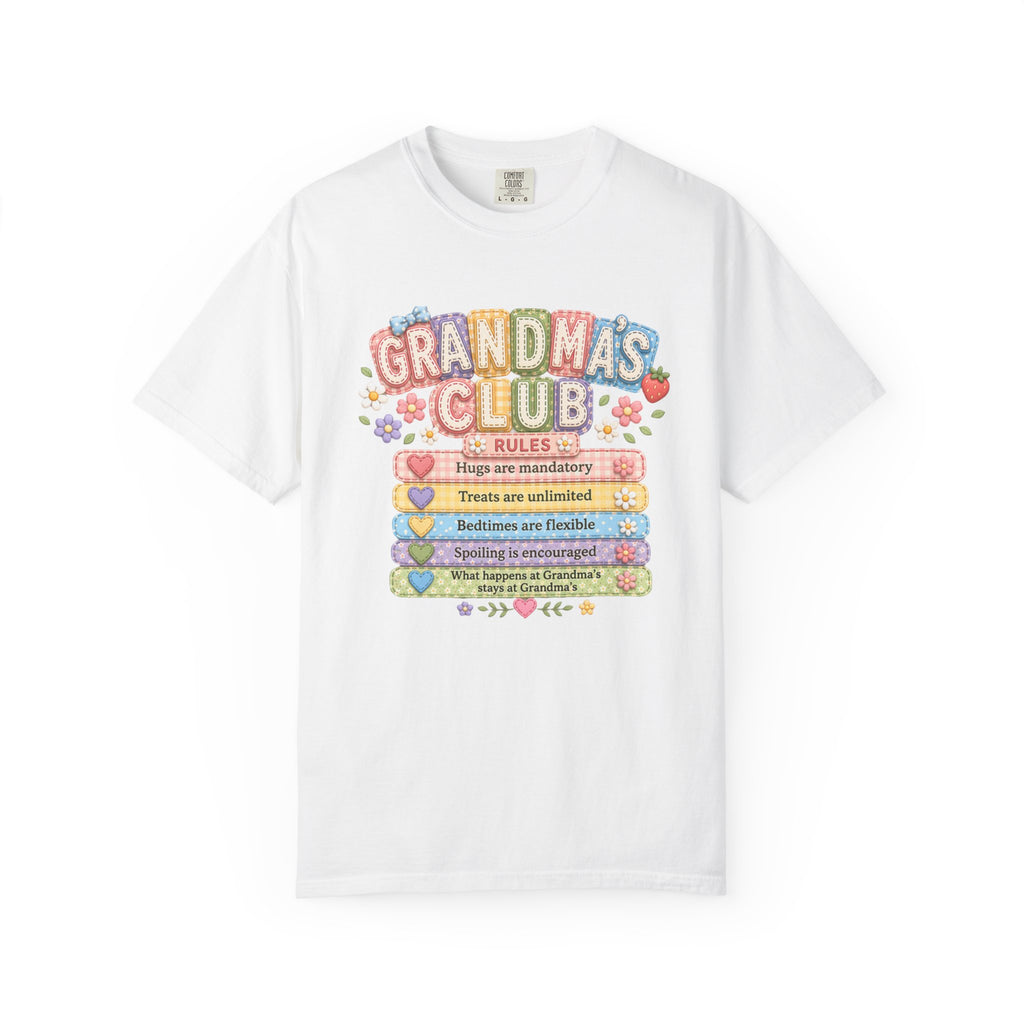 Grandma's Club T-Shirt — Cute Floral 'Grandma's Club' Rules Tee