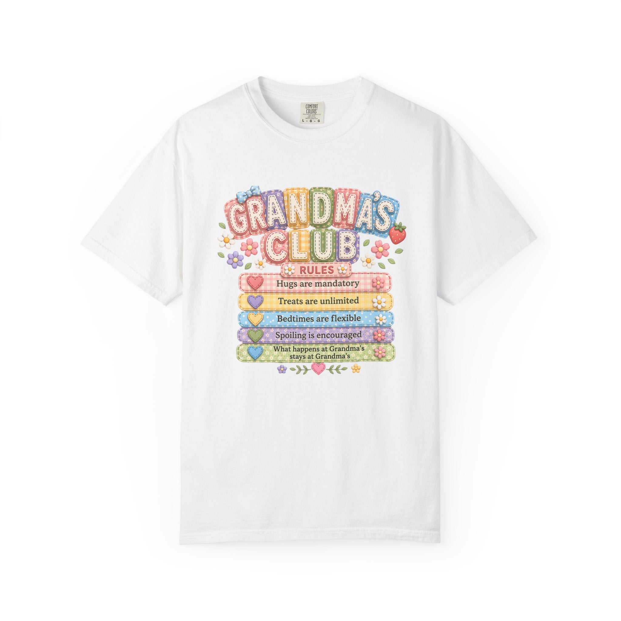 Grandma's Club T-Shirt — Cute Floral 'Grandma's Club' Rules Tee