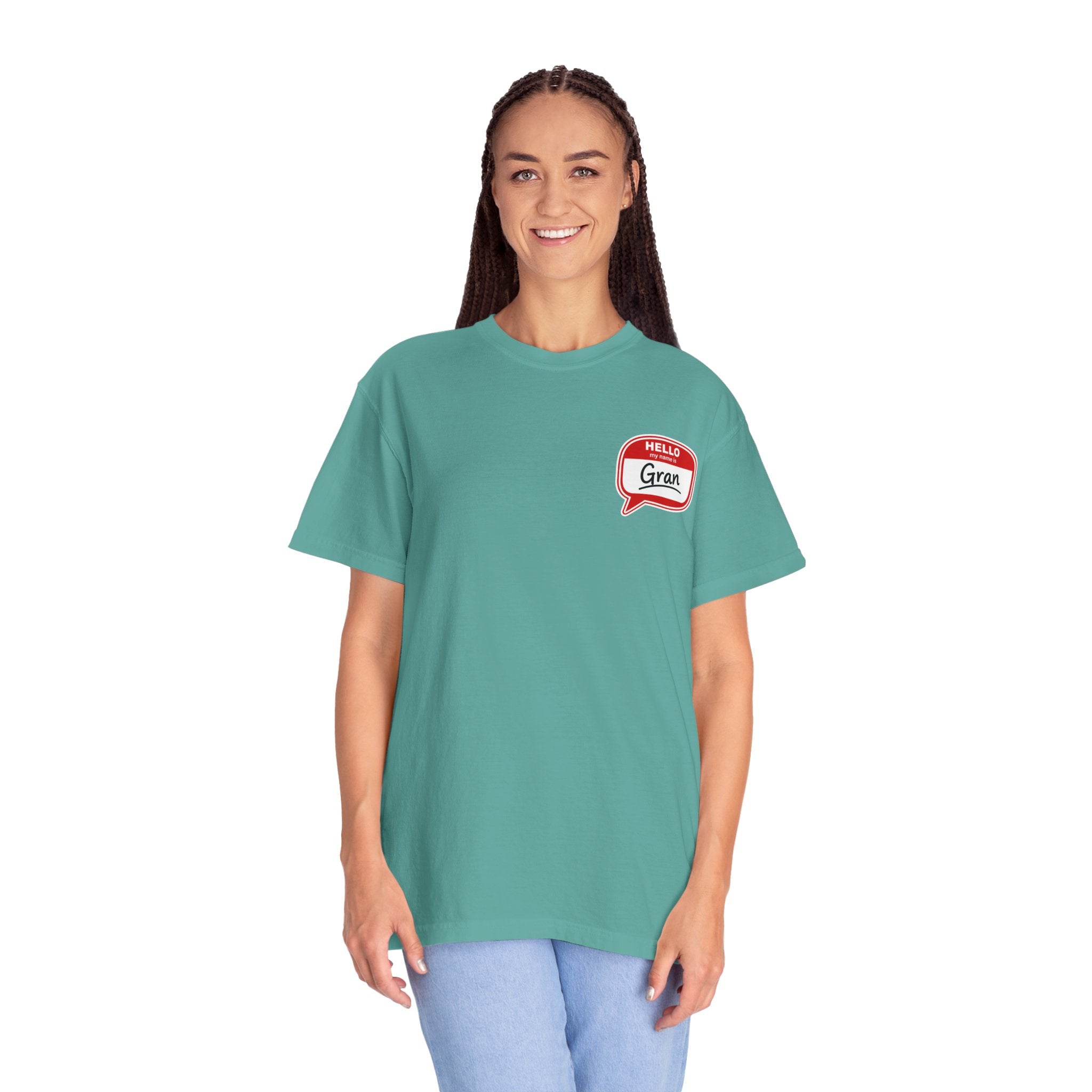 Hello Gran T-Shirt — Cute Retro Name Tag Tee for Grandmothers, Mother's Day Gift